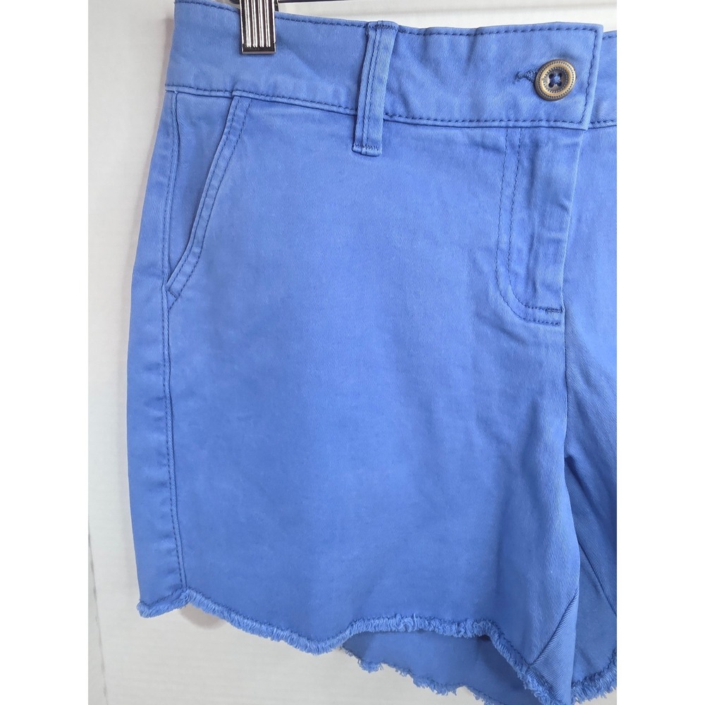 Land 'n Sea Washed Blue Chino Twill Shorts Frayed Hem Size 2 3.5" - Picture 2 of 7